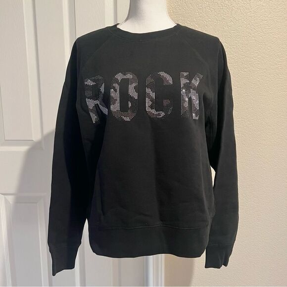 ZADIG & VOLTAIRE Cotton CAMO ROCK STRASS SWEATSHIRT Black Small MSRP $198 - Picture 2 of 8